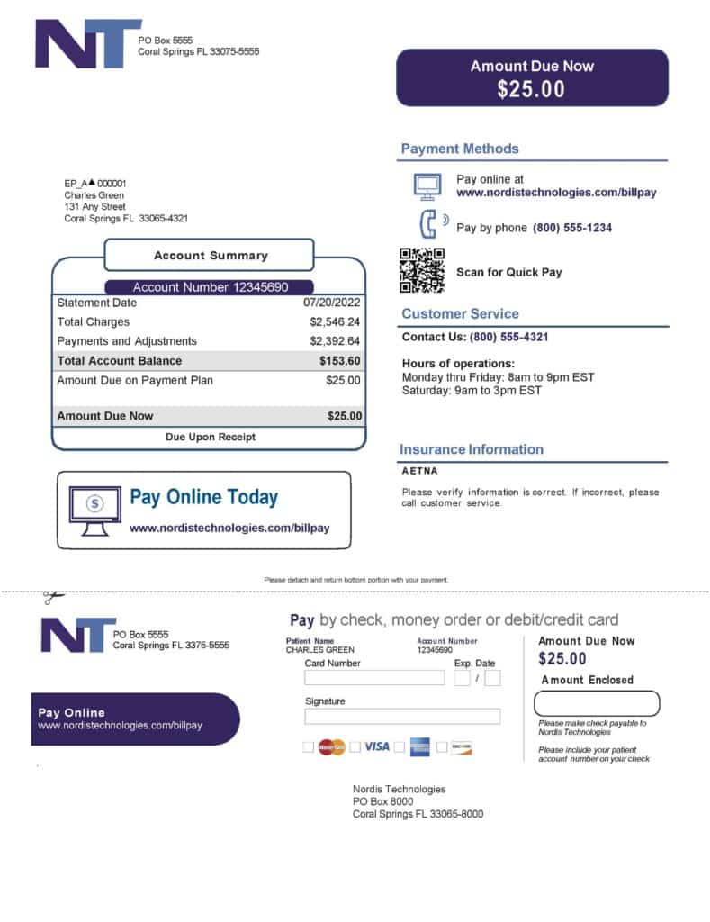 billing statement with QR code